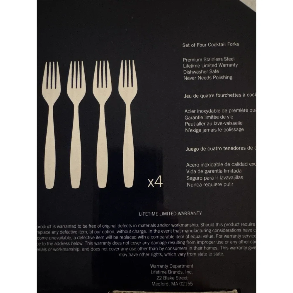MIKASA Zena 18/10 Stainless Steel  Cocktail Appetizer Fork 4pc Set New